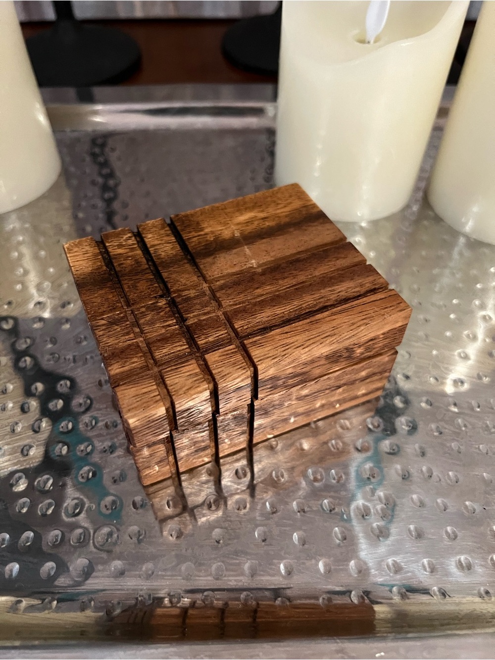Unique High-end exotic Wood puzzle box - Rustic Brown